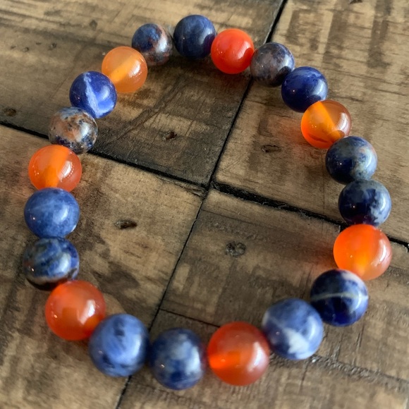 Handmade Jewelry - Blue Sodalite & Orange Carnelian Chakra Bracelet
